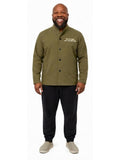 Adult wearing QUPPL weighted jacket in khaki green color showing front view